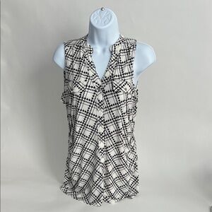 White House Black Market sleeveless cream and black top